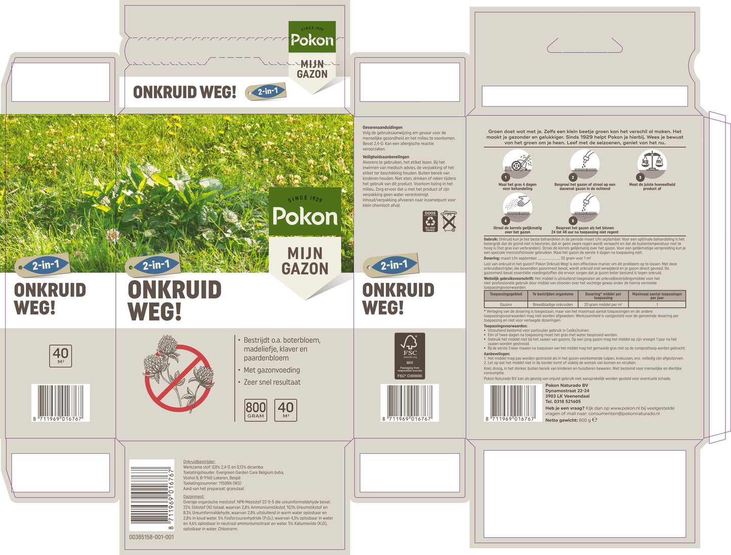 Pokon Onkruid Weg! 40 m2 = 800 gr
