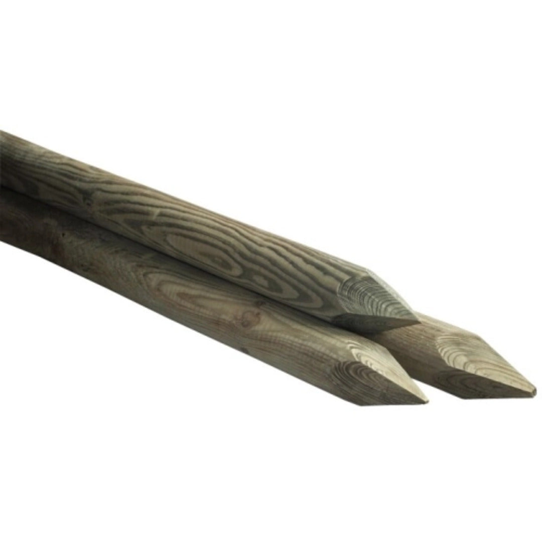 Afrasteringpaal geschild gepunt gekruind