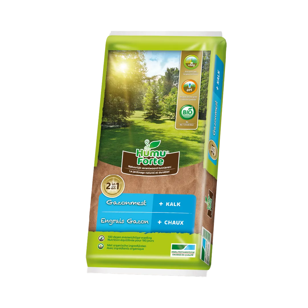 Humuforte® Gazonmest + Kalk BIO – Langdurige Voeding en Bodemonderhoud