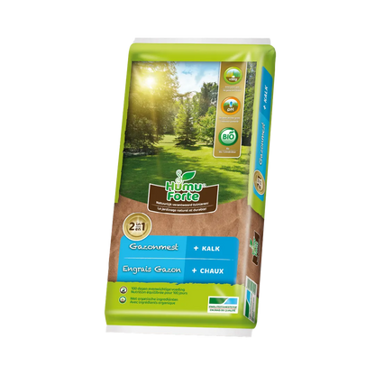 Humuforte® Gazonmest + Kalk BIO – Langdurige Voeding en Bodemonderhoud