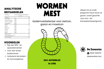 Wormenmest - Bodemverbeteraar voor siertuin, gazon en moestuin - 10 liter
