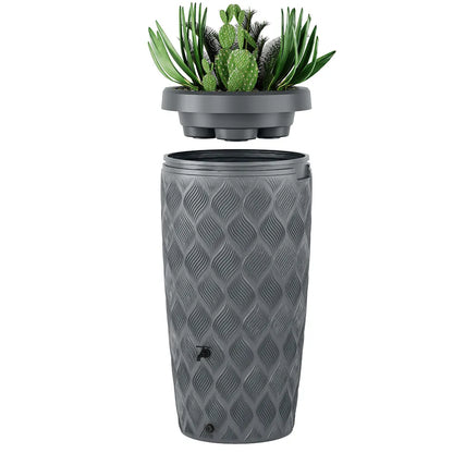 Regenton Delta - 240 liter - Grijs - Inclusief plantenbak