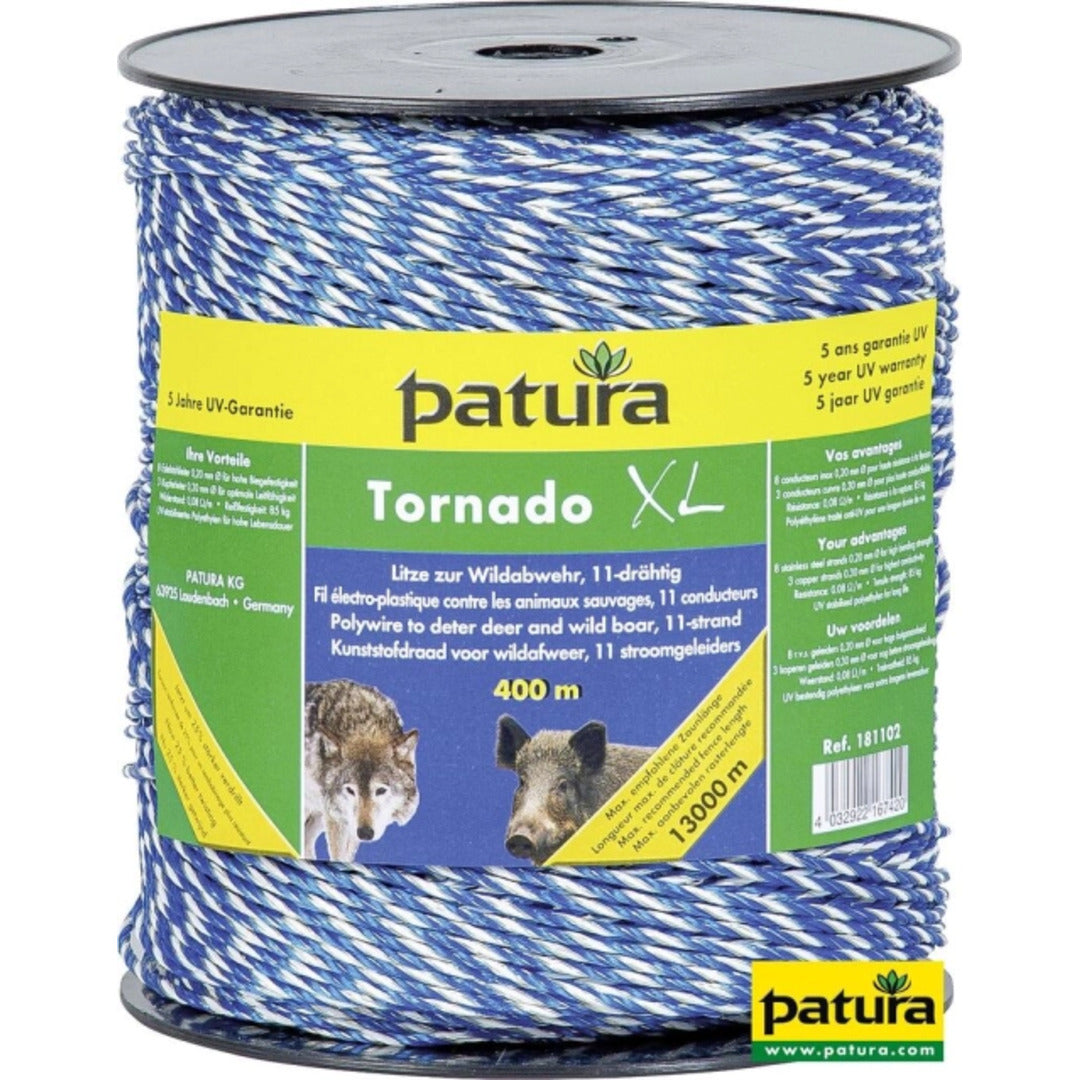 Tornado XL kunststofdraad 200m rol blauw/wit