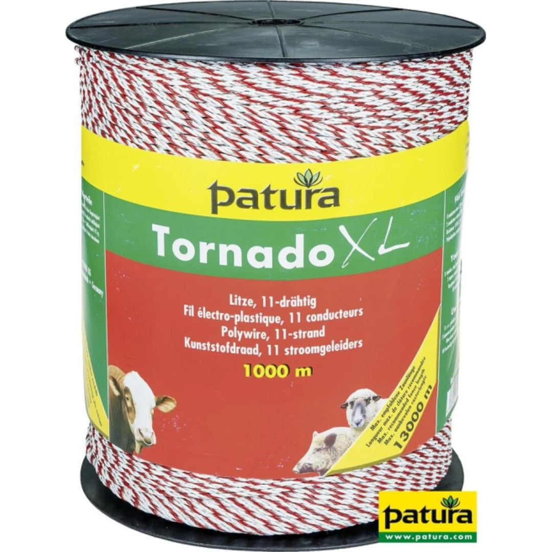 Tornado XXL kunststofdraad, 400 m rol gevl. kunststofdraad, wit-rood 6 r.v.s.