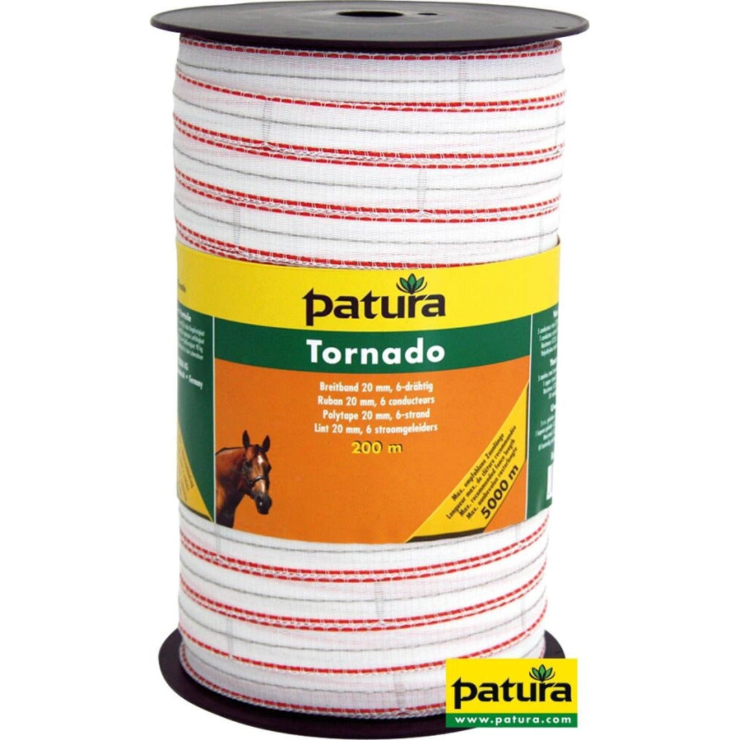 Tornado lint 20mm wit/oranje 400m rol