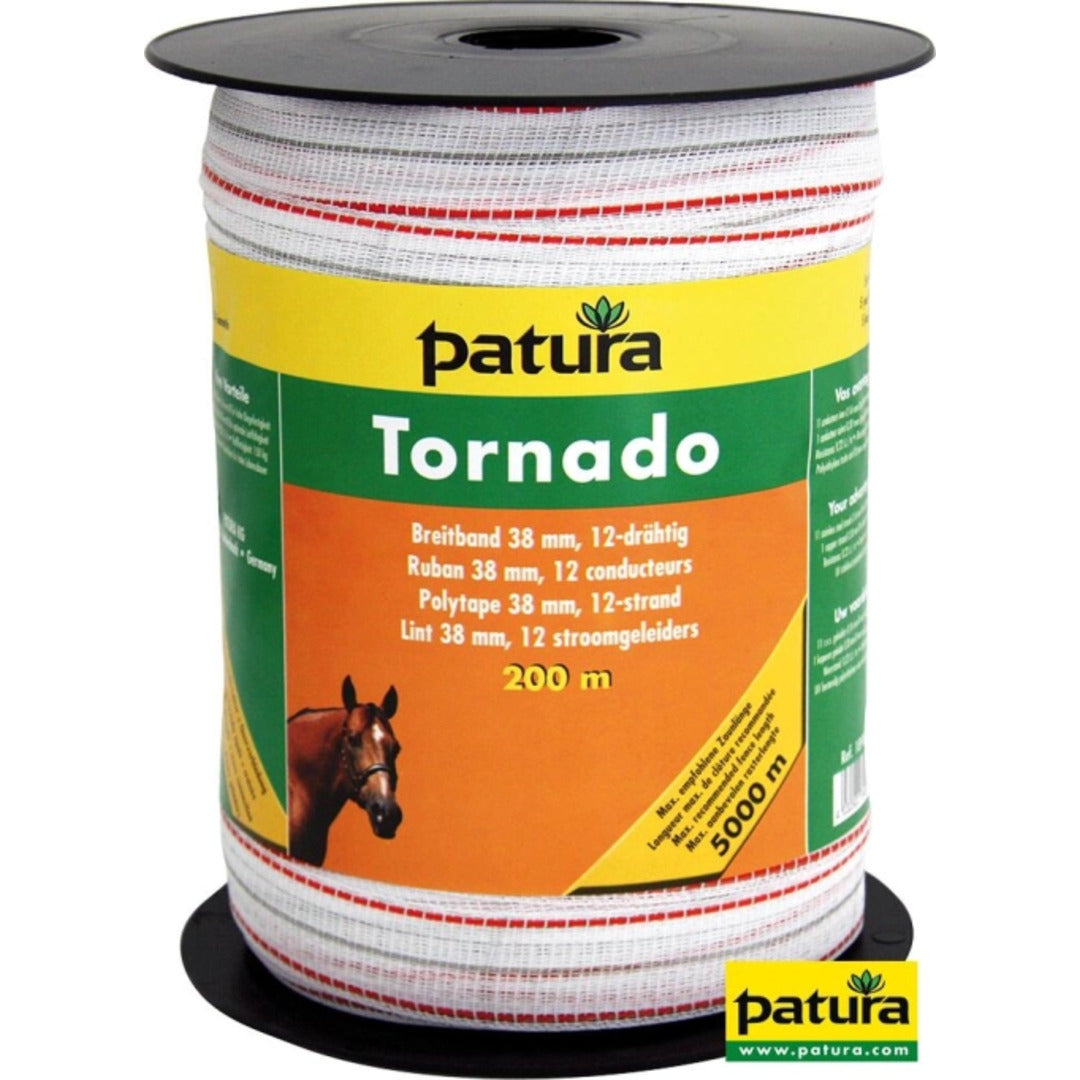 Tornado lint 38mm wit-oranje, 200m rol