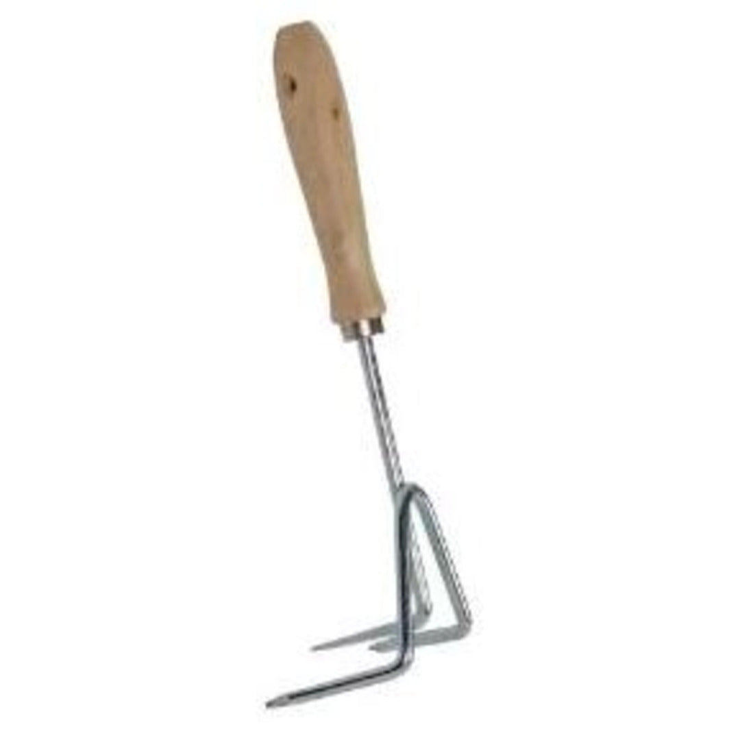 Handkrabbertje – Drietand – Verzinkt staal – Houten handvat