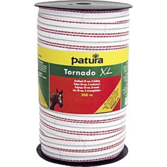 Tornado XL lint 20mm wit/rood, 200m rol